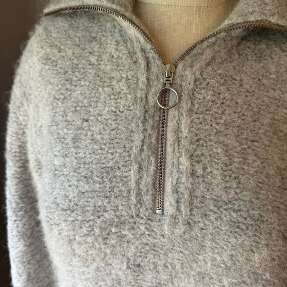 Wilfred Free Aritzia Gwyneth Quarter Zip Alpaca Cozy Crop Sweater Grey Sz XS - Picture 5 of 12